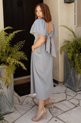 Indie Back Tie Dress | Dusty Blue